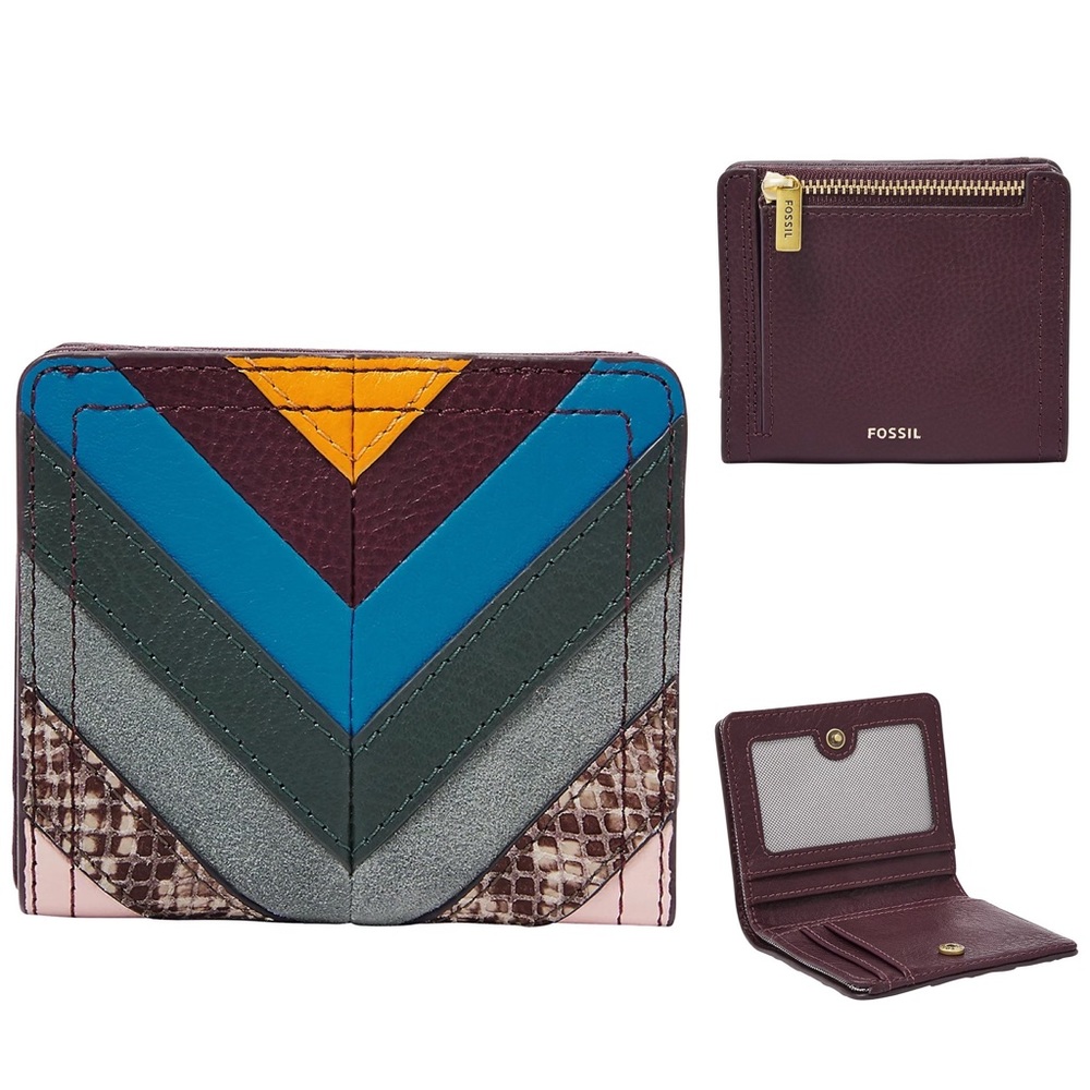 Fossil Chevron Wallet Set in Blue and Burgundy